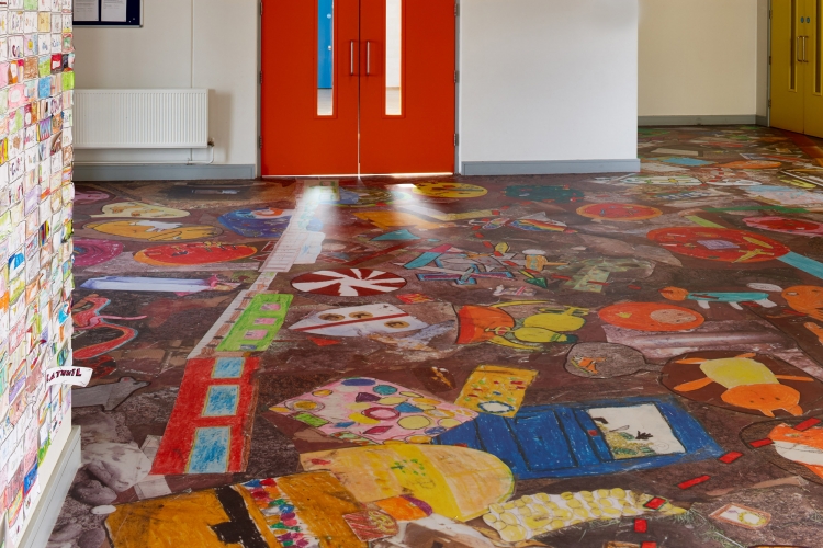 <p class="caption-name">Laser Jet flooring, Greystones Gaelscoil. </p> Courtesy of the artist and Kerlin Gallery, Dublin
<a href="http://www.samkeogh.net/">Sam Keogh</a> & <a href="http://kerlin.ie">Kerlin Gallery</a> Courtesy of the artist and Kerlin Gallery, Dublin